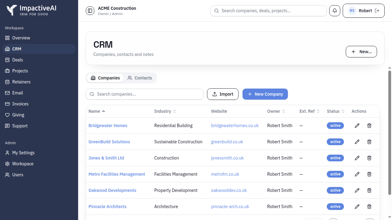 CRM & Contacts screenshot