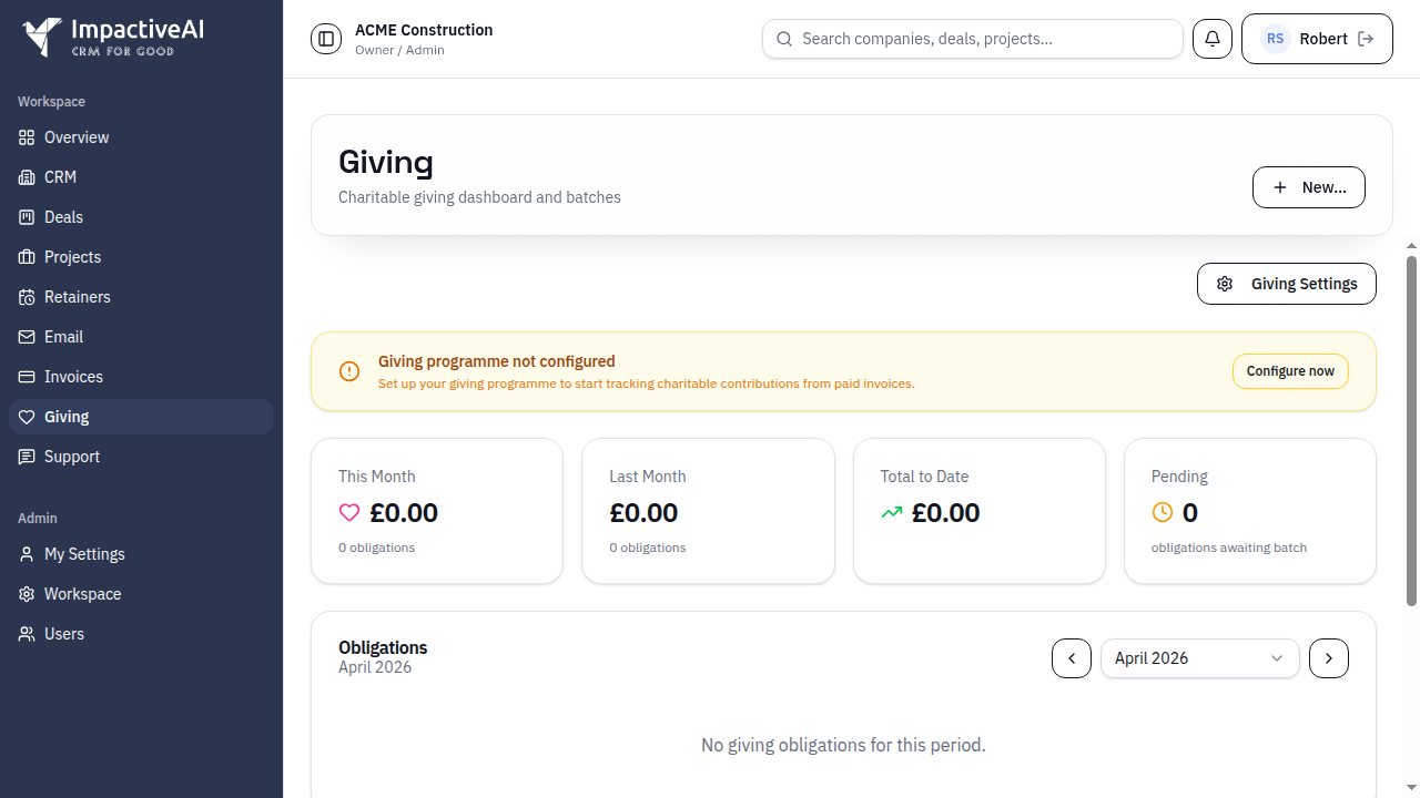 Giving Engine screenshot