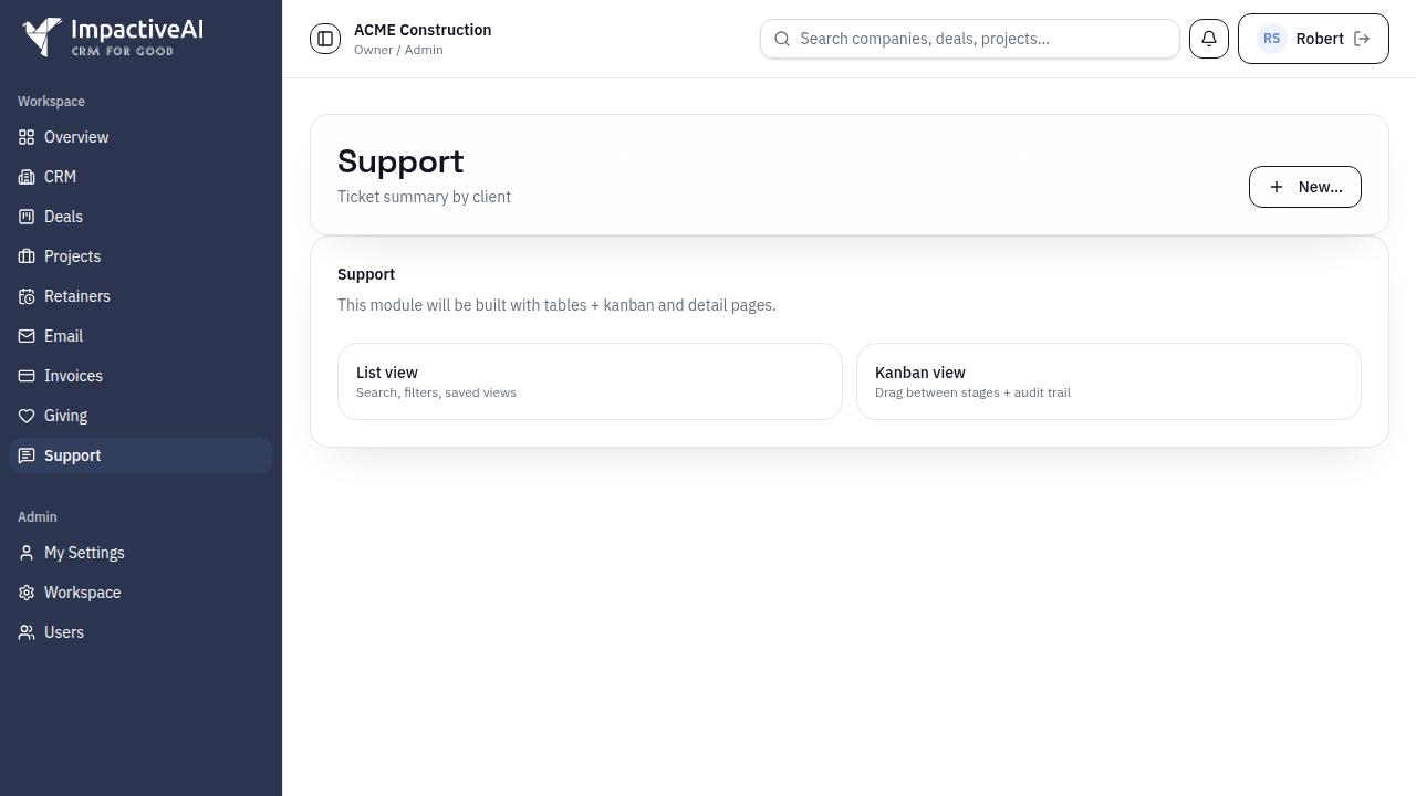 Support Hub screenshot